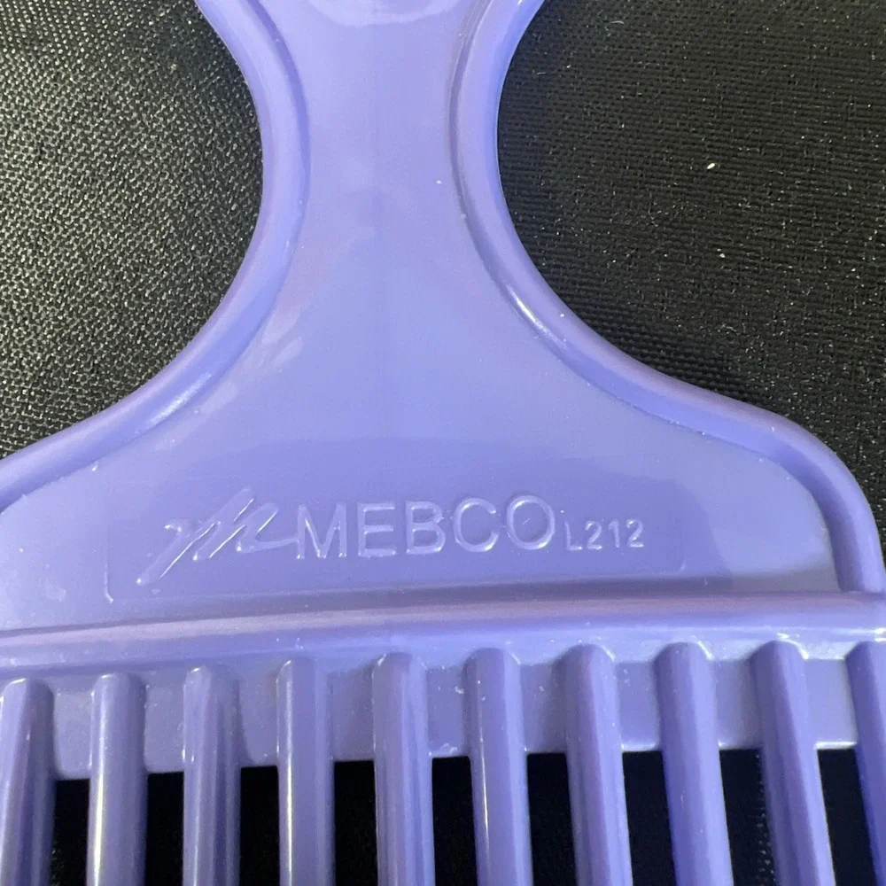 Vintage Mebco Purple Lift Comb Hair Pick Wavy‎ Detangling Handle Retro 1980-90s
